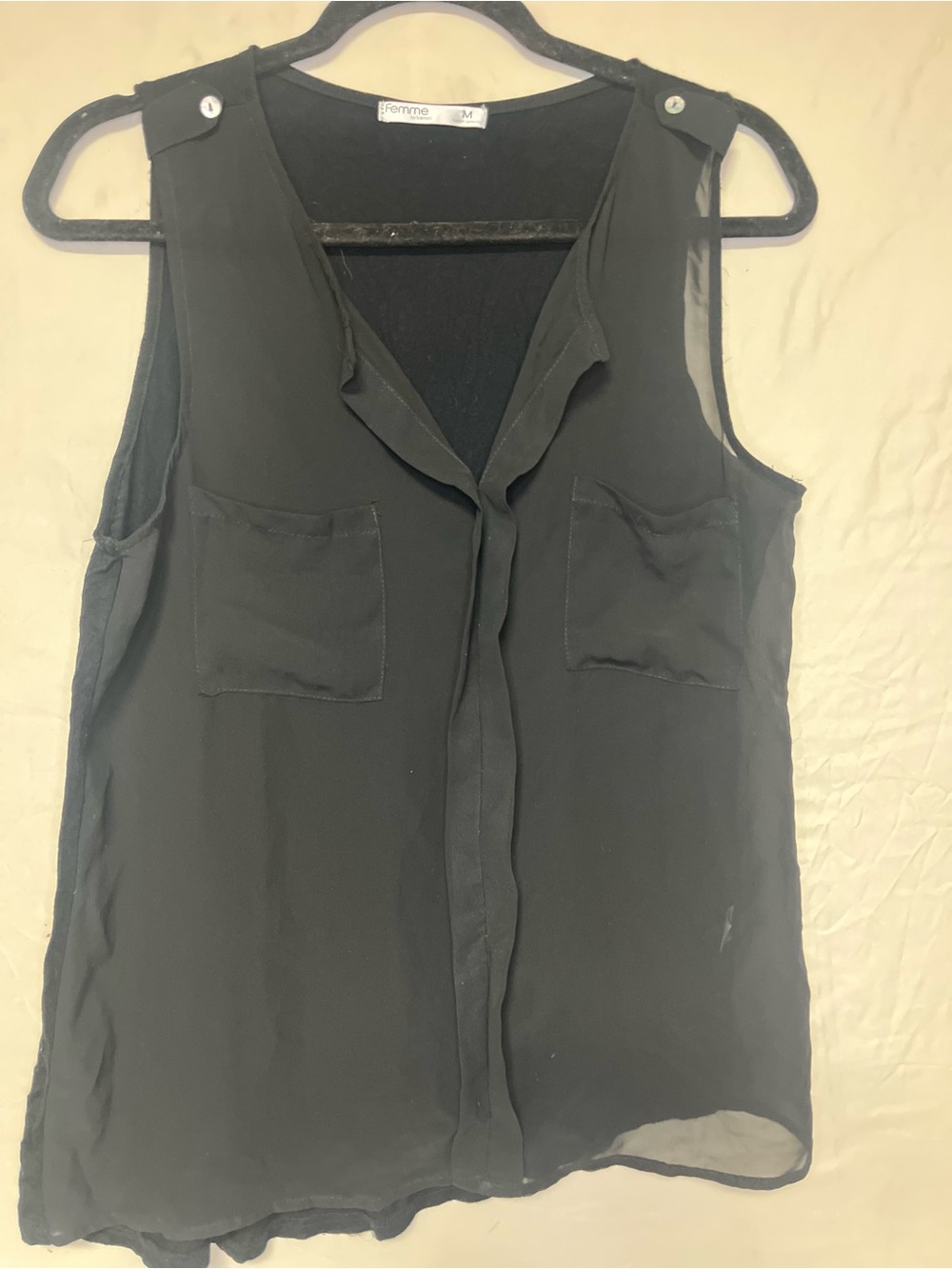 Tresics Femme Black Sleeveless Sheer Layering Top